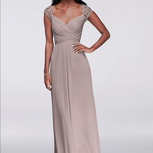 Long Mess Dress with Lace Cap Sleeves